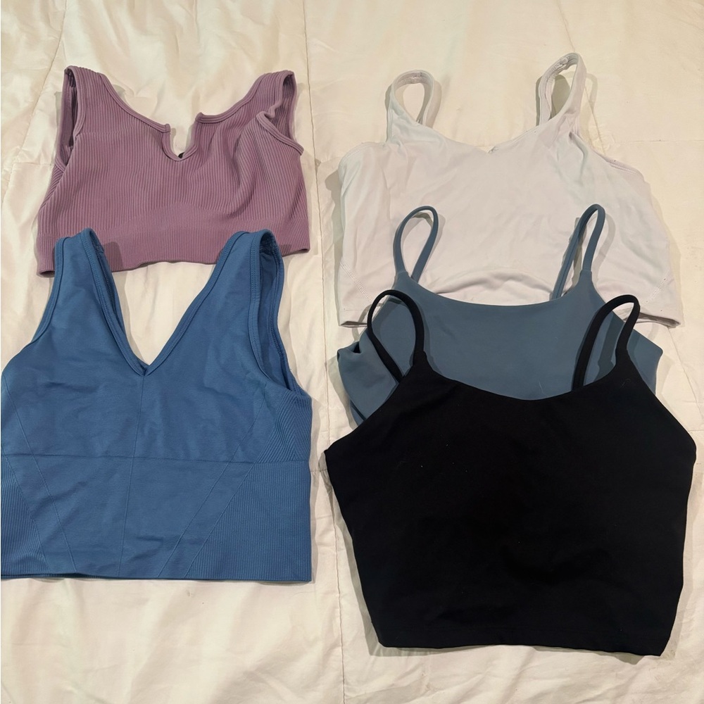 Set of 5 Crop workout Tops in Various Colors